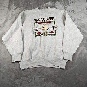 Vintage Vancouver Canada Sweatshirt Men Large Nautical Anchor Sailboat 90s